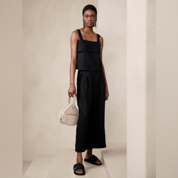 BANANA REPUBLIC MIA WIDE-LEG CROPPED LINEN PANT - Picture 1 of 6